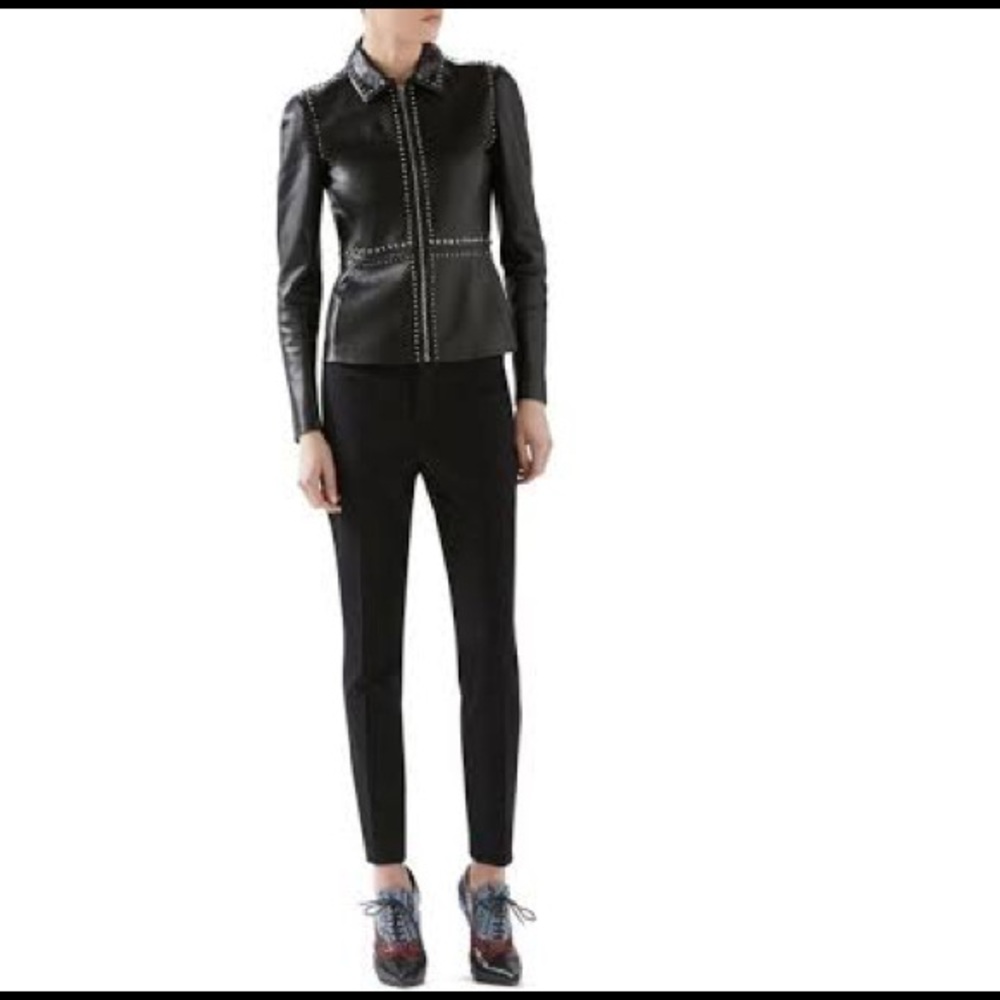 Gucci Black Embellished Plonge Leather Jacket